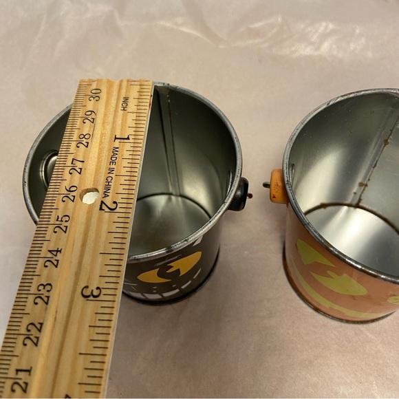 Vintage Halloween Buckets 2 mini pail Black Cat Jack O Lantern pumpkin face 90s - Picture 11 of 16